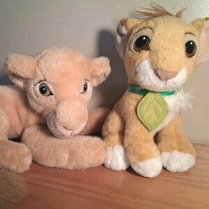DISNEY Lion King 90's Vintage Plush Baby Simba, Nala Stuffed Animals 12, 19 in.